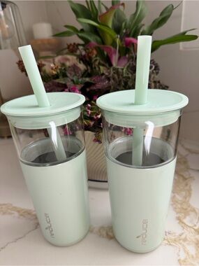 Reduce Mint Green Insulated Tumbler with Straw - Set of 2